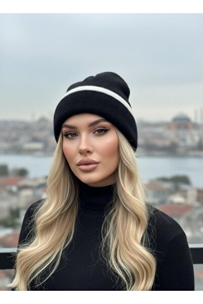 Goldmine Unisex Fluffy Striped Detail Soft Beanie