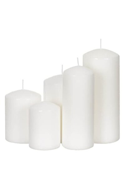 SHOPIENS Σετ κεριών παραφίνης, 5 τεμάχια, λευκό, χρόνος καύσης έως 50 ώρες