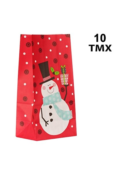 SHOPIENS Pungi de bomboane de Crăciun cu imprimeu de om de zăpadă - Set de 10...