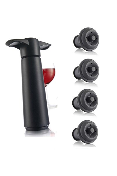 Generic SYOSI Wine Saver Pump with 2 Vacuum Bottle Stoppers Black Black Pump 4 Stoppers