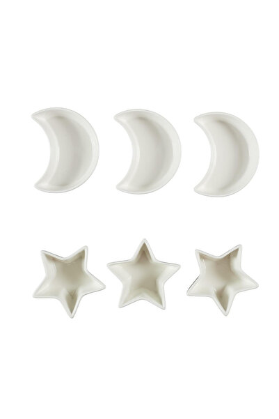 Other Set de 6 farfurii ceramice albe cu stea/lună