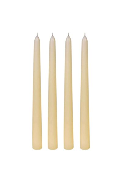 MYONNA IT & E- COMMERCE Decorative Candle Set for Candlestick, Ecru, 2.5x25 cm, 4 Pieces