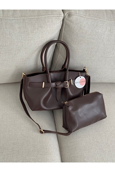 BAGLOVİS Предна катарама Бебешка чанта Кафе Дамска чанта през рамо EN32 Размер 20