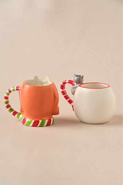 Karaca New Year Yılbaşı Animal Dog & Cat 2'li Mug Seti
