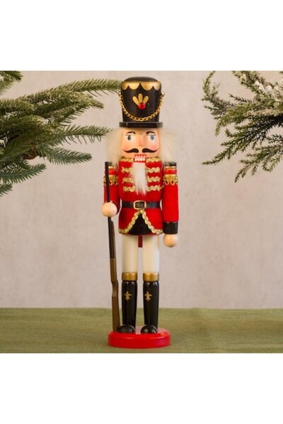 varioshop Spargator de Nuci din Lemn VarioShop, Figurina Decorativa de Craciun, Rosu inchis, 31x7x7cm