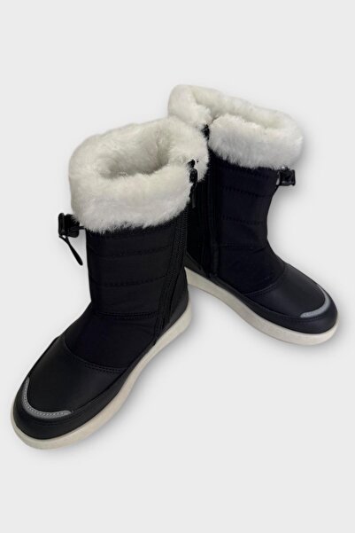 Liger Αδιάβροχες μπότες με κορδόνια για κορίτσια από γούνα ΜΑΥΡΟ