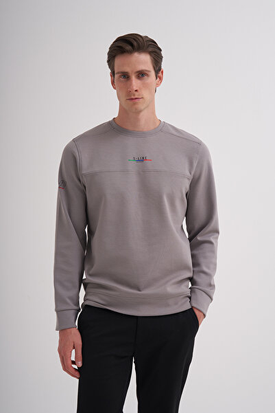 Cazador 24KCEEO05238 Gri Erkek Bisiklet Yaka Omuzdan Ve göğüsten Yazı Detaylı...