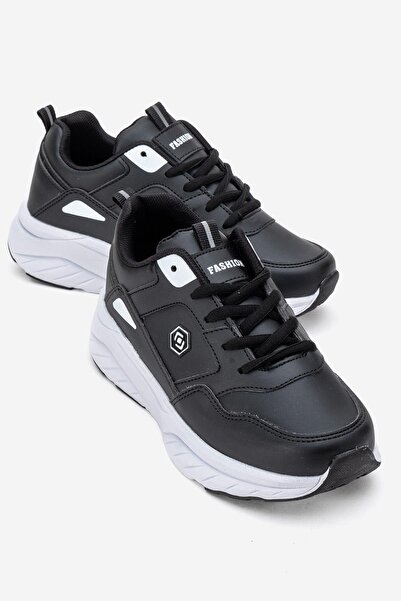 CCWAY AYAKKABI Pantofi sport pentru femei; NEGRU ALB