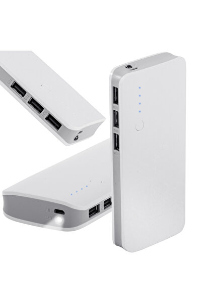 verk group 10000 mAh Power Bank with 3x USB, microUSB 2.1A, Powerful LED Flashlight