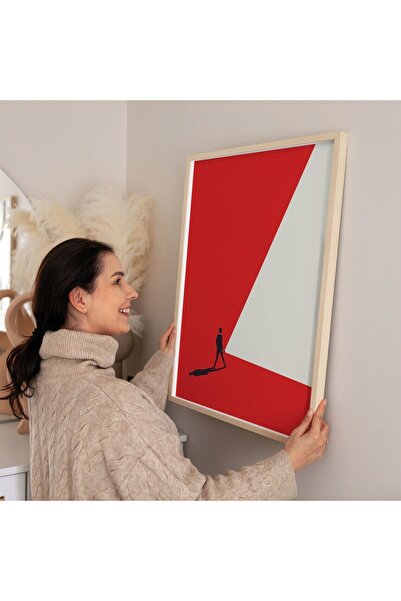 Esci Design Framed Geometric Painting - Red Abstract Painting - Minimalist Modern Painting - Geometric1001 Series