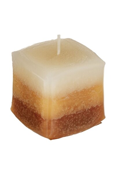 MYONNA IT & E- COMMERCE Decorative Cube Candle, Coffee Scent, 5x5x5 cm, Brown & Ecru