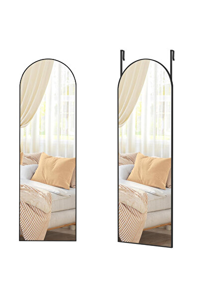 SONGMICS Oglindă decorativă cu ramă curbată, 120x40 cm, montare pe perete sau ușă, neagră