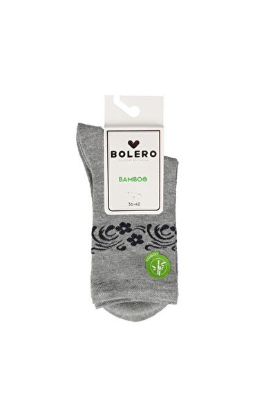 Bolero Women's Premium Stitch-Free Bamboo Conch Floral Socks Gray