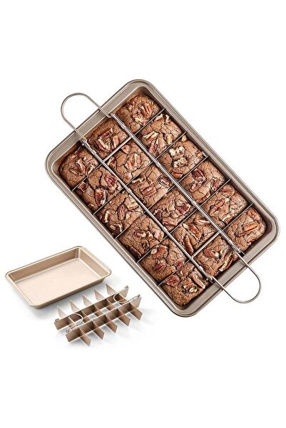 Generic Non Stick 18-Cavity Brownie Pan with Dividers Carbon Steel Tray with ...