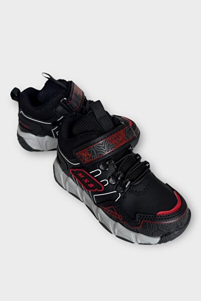 Liger Αντιολισθητική σόλα με Velcro Αθλητικά Παιδικά Μποτάκια ΜΑΥΡΟ - ΚΟΚΚΙΝΟ