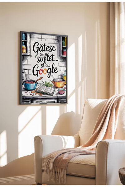 21mxm Unframed Kitchen Canvas Poster - Funny Romanian Quote - Digital Print - Gatesc cu Suflet