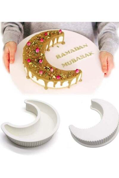 Generic 2Pcs Ramadan Decorations 3D Moon Shape Silicone Cake Mold Large Moon ...