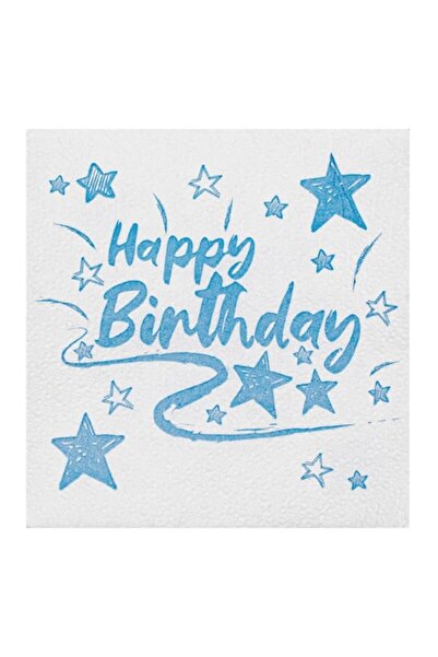 SHOPIENS Party Napkins, Happy Birthday, Stars, 40 pcs, Blue, 33x33 cm, 1 Ply