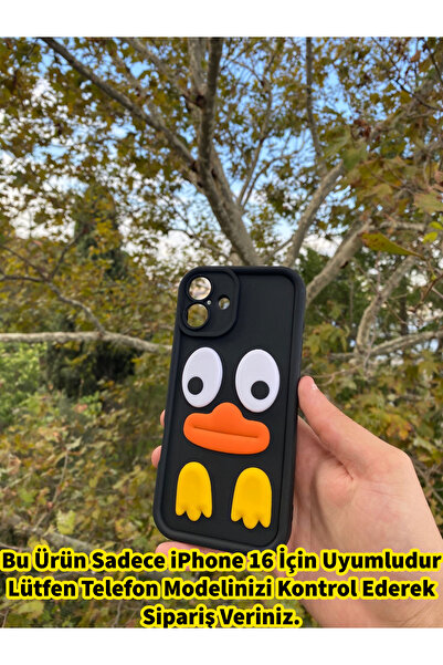 GtTech iPhone 16 Uyumlu Krono 3D Figürlü Darbe Korumalı Silikon Kılıf Siyah