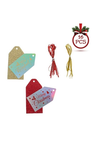 MYONNA IT & E- COMMERCE Christmas Gift Tags, Glitter, Red & Gold, 5 x 10.5 cm...
