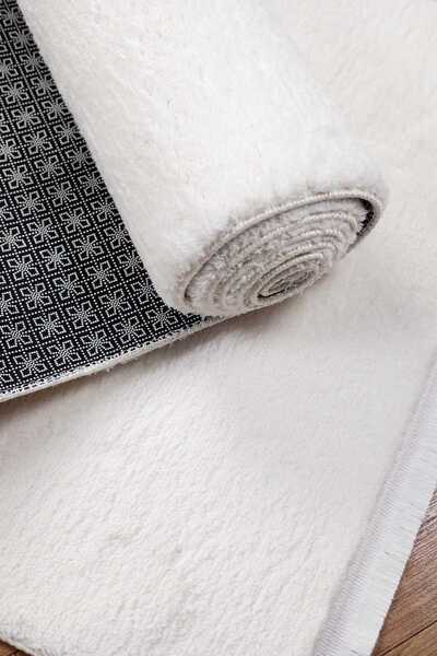 Valery Home Vl Comfort Düz Saçaklı Peluş Halı Ekru