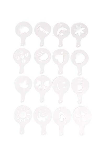 Generic 16-Piece Coffee Art Stencil Set Silver