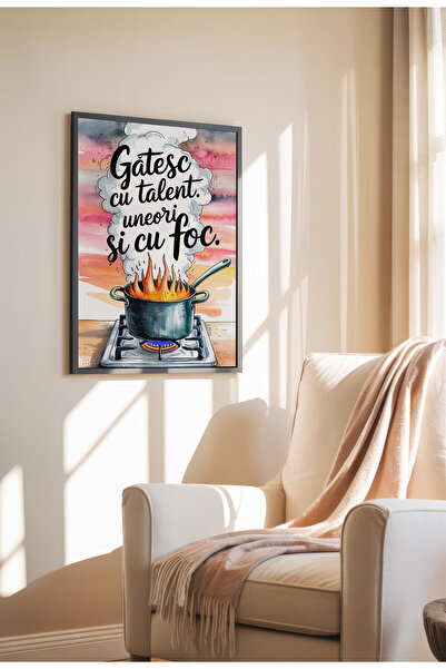 21mxm Unframed Kitchen Canvas Poster - Funny Romanian Quote - Digital Print - Gatesc Cu Talent
