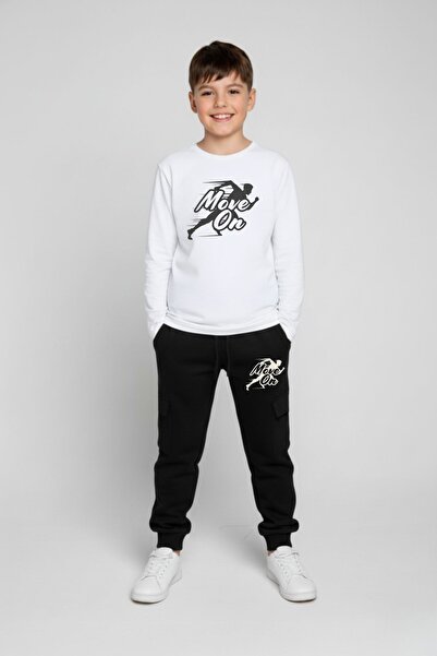 armicem Boy's Printed Crew Neck Long Sleeve T-Shirt & Elasticated Leg Sports Bottom Set