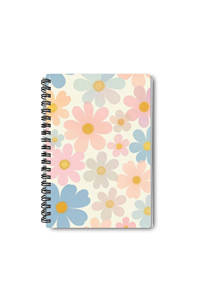 qoeuyl boutique مجموعة دفاتر ملاحظات مدرسية مكونة من 4 قطع بتصميم زهور بألوان الباستيل مع سلك حلزوني مقاس A5