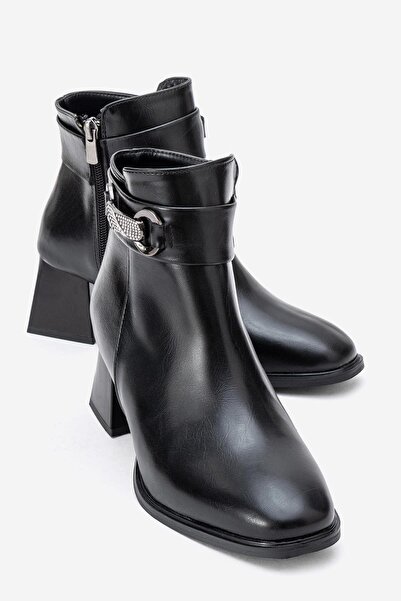 CCWAY AYAKKABI Ботуши с капси и плоски токове ЧЕРНА КОЖА