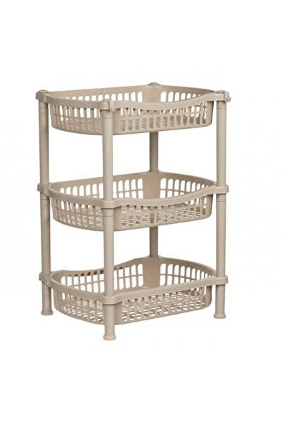 OEM Raft de bucătărie din plastic, 3 niveluri, dimensiune 41 x 31 x 54 cm, bej