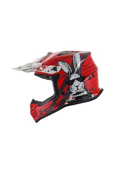 SARİSSA BİSİKLET Sway 618 Bunny Children Cross Helmet Bicycle Motorcycle Enduro Helmet L Size Black Red Kids Helmet