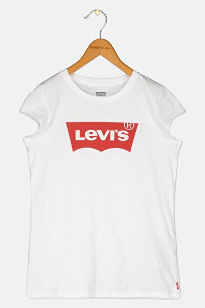 Levi's Kids Girl Crew Neck Short Sleeves Brand Logo Tops, White