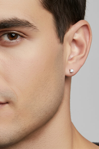 ZÜMRÜT SARRAF Kalp Tırnak Tektaş Küpe 4 mm ROSE