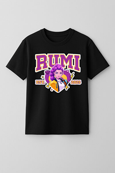 mixxi fashion Kpop Demon Hunters Huntrix Rumi Kısa Kollu Baskılı Kız Çocuk Ti...