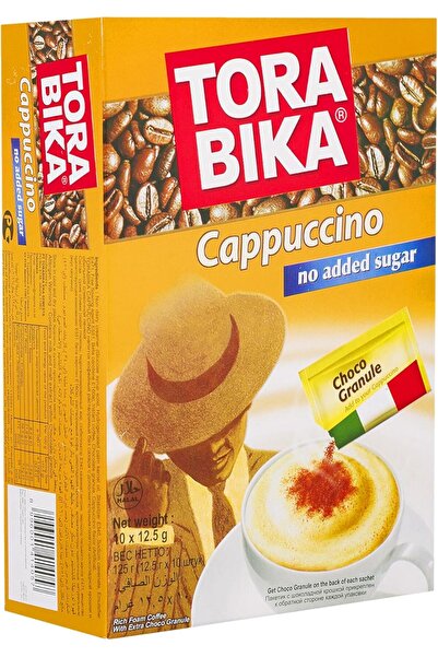 TORA BIKA تورابيكا كابتشينو بدون سكر، 10 أكياس (12.5 جرام لكل كيس)