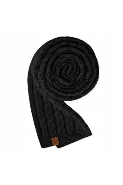 Betlewski BSD-BK-01 BLACK Women's scarf with WINTER pattern