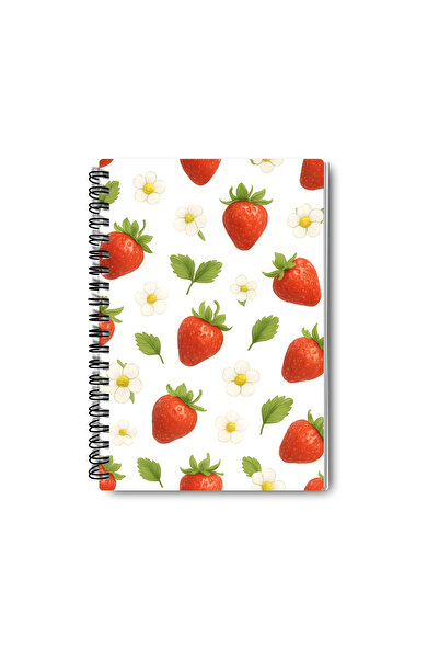 qoeuyl boutique مجموعة دفاتر ملاحظات مدرسية مكونة من 4 قطع بتصميم الفراولة، حلزونية الشكل، مخططة بحجم A5، للذكرى والذكريات