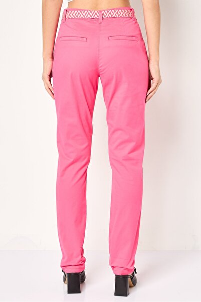 PROMOD Women Regular Fit Solid Stretchable Formal Pants, Pink
