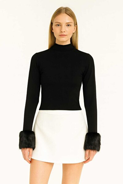 gigigiyim Kolları Tüy Detaylı Kadın Sandy Bluz