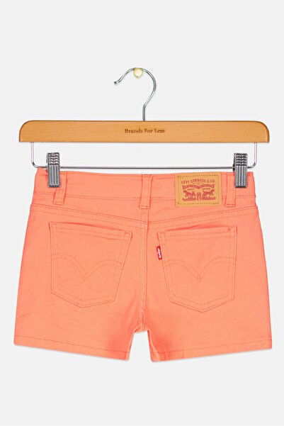 Levi's Kids Girl Embroidered Denim Shorts, Orange