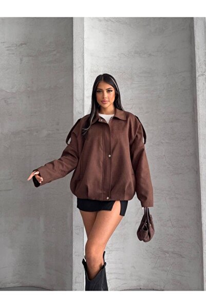 MODA سترة بومبر من جلد الغزال ذات مظهر أنيق