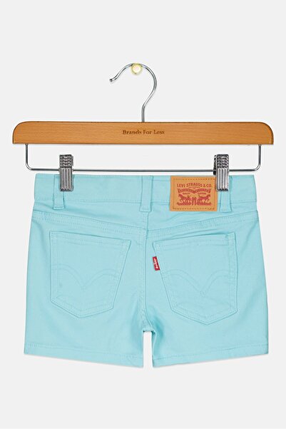 Levi's Kids Girl Embroidered Denim Shorts, Turquoise