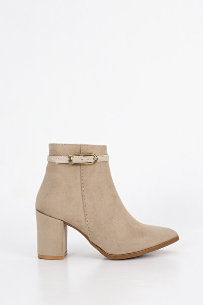 Mamito Ayakkabı AHM 003 İnce Kemer Toka Detay Orta Topuklu Yarım Bot