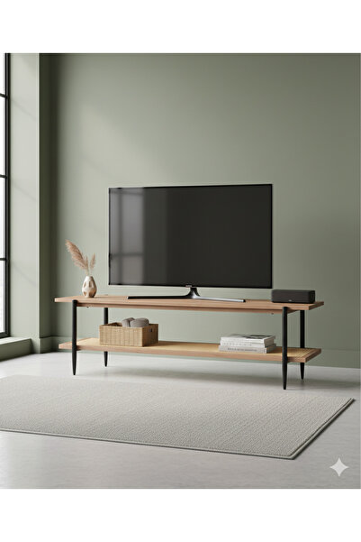 private house Scandinavian TV table, wood inlaid with rattan, 160*40*50 cm