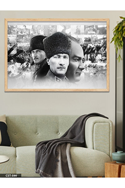 CeSht Mustafa Kemal Ataturk Jednodijelna slika u drvenom okviru
