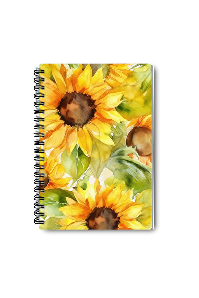 qoeuyl boutique مجموعة دفاتر ملاحظات مخططة بتصميم زهور الشمس ذات طابع طبيعي، مقاس A5، مكونة من 4 قطع، تُستخدم كتذكار أو دفتر مدرسي