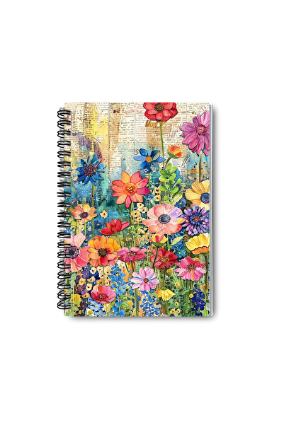 qoeuyl boutique مجموعة دفاتر ملاحظات ملونة بتصميم زهور على شكل حلزون سلكي مقاس A5 مكونة من 4 قطع للذكرى والذكريات والمدرسة