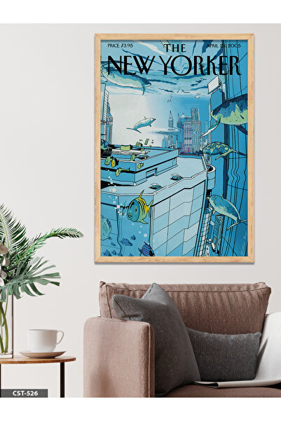 CeSht Poster iz časopisa The New Yorker, slika ribe u jednom komadu sa drveni...