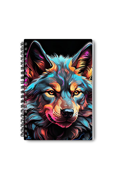 qoeuyl boutique مجموعة دفاتر ملاحظات مخططة بتصميم فن البوب على شكل ذئب، مقاس A5، مكونة من 4 قطع للذكرى والذكريات والمدرسة